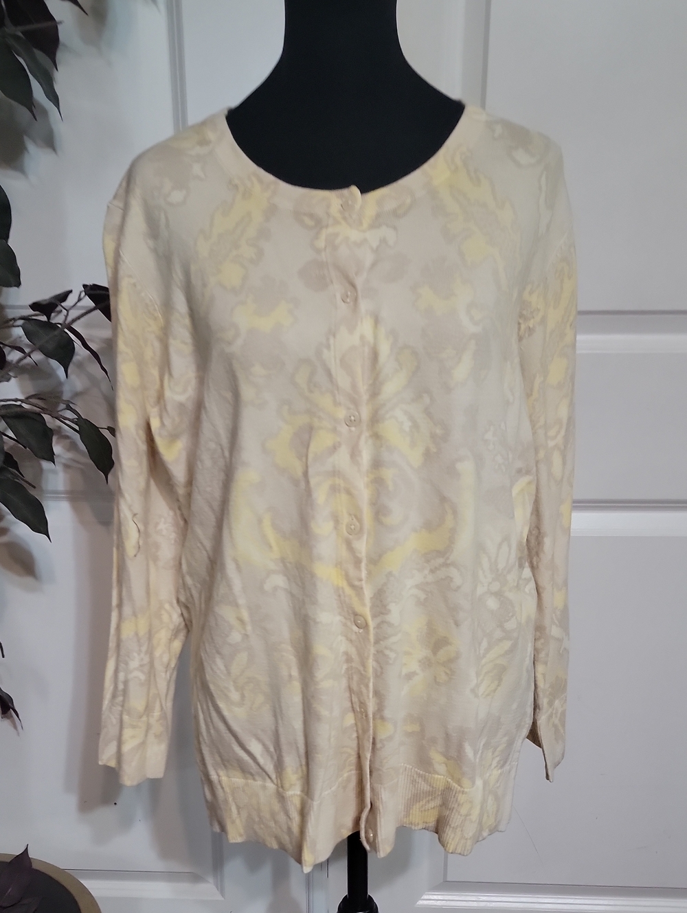 Merona Cream and Pale Yellow Button-Front Women's Cardigan